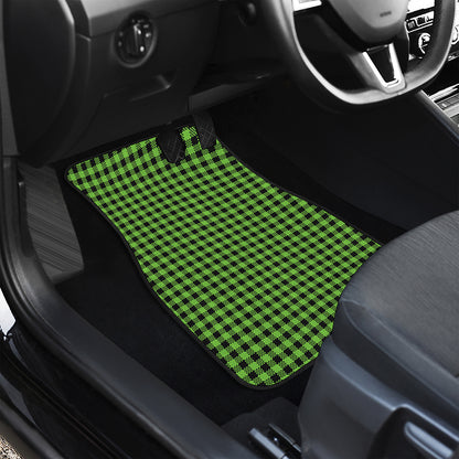 UFO Green Buffalo Plaid Print Front and Back Car Floor Mats