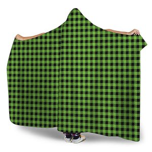 UFO Green Buffalo Plaid Print Hooded Blanket