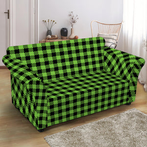 UFO Green Buffalo Plaid Print Loveseat Slipcover