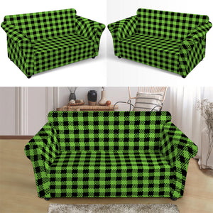 UFO Green Buffalo Plaid Print Loveseat Slipcover