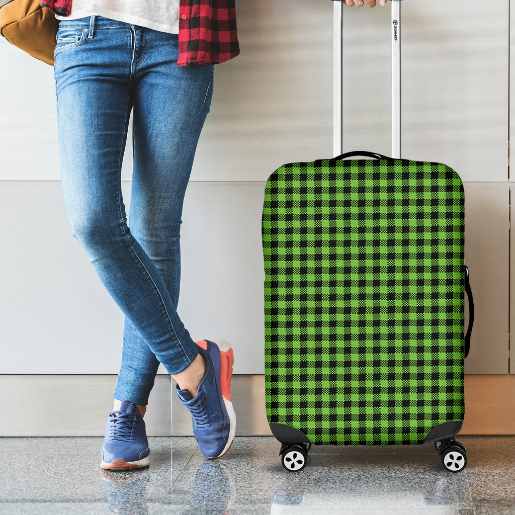 UFO Green Buffalo Plaid Print Luggage Cover