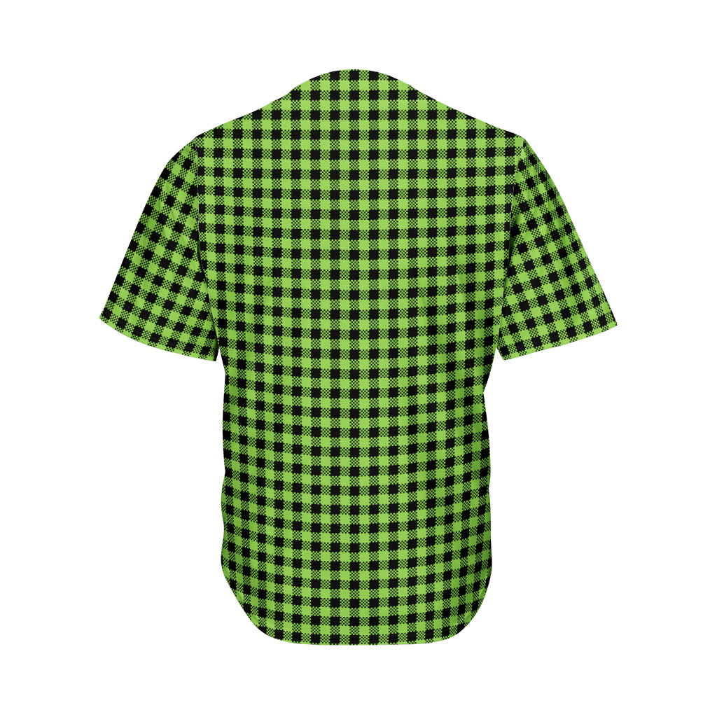 UFO Green Buffalo Plaid Print Men's Baseball Jersey