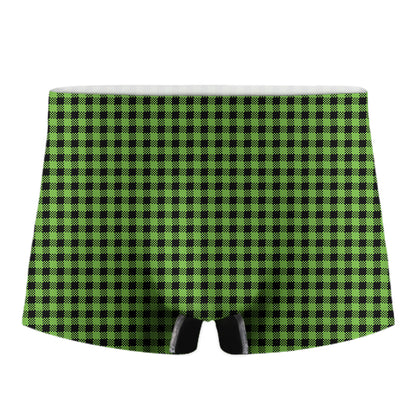 UFO Green Buffalo Plaid Print Men's Boxer Briefs