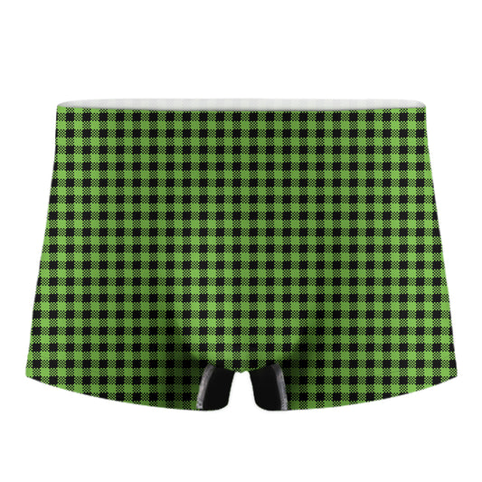 UFO Green Buffalo Plaid Print Men's Boxer Briefs