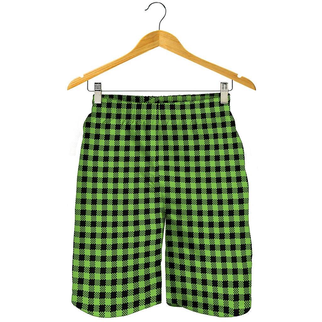 UFO Green Buffalo Plaid Print Men's Shorts