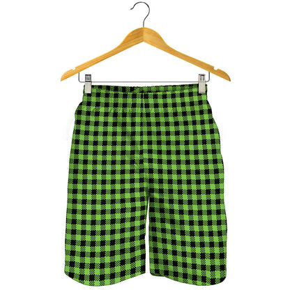 UFO Green Buffalo Plaid Print Men's Shorts