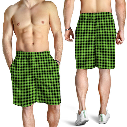 UFO Green Buffalo Plaid Print Men's Shorts