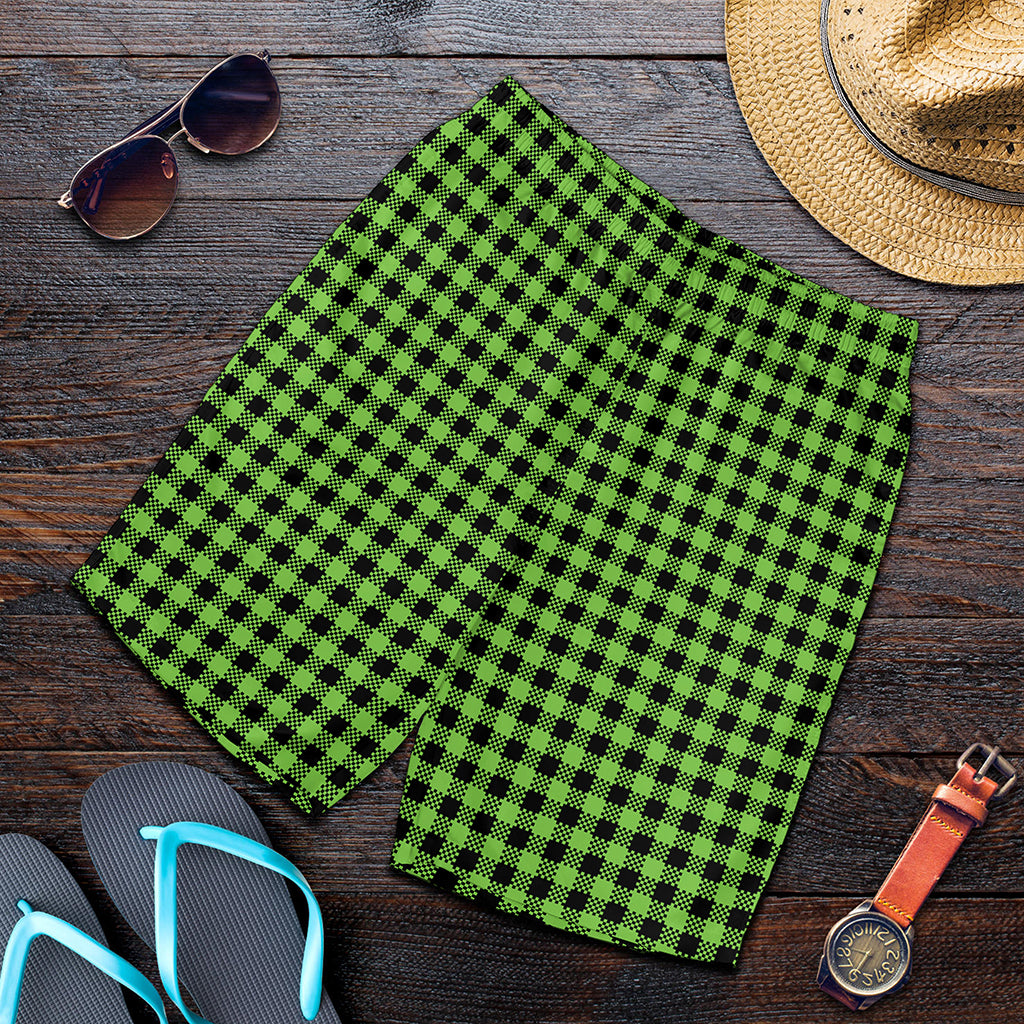 UFO Green Buffalo Plaid Print Men's Shorts
