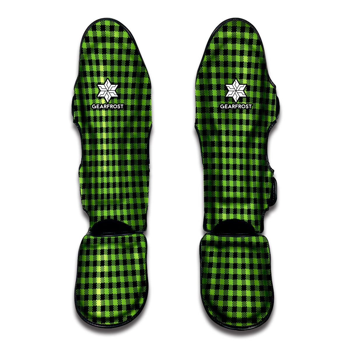 UFO Green Buffalo Plaid Print Muay Thai Shin Guard