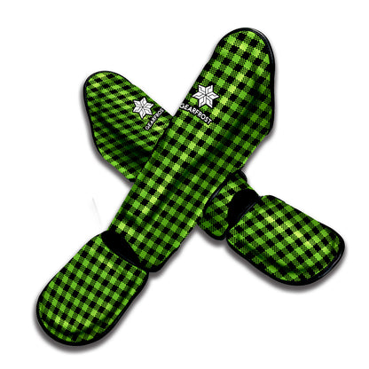 UFO Green Buffalo Plaid Print Muay Thai Shin Guard