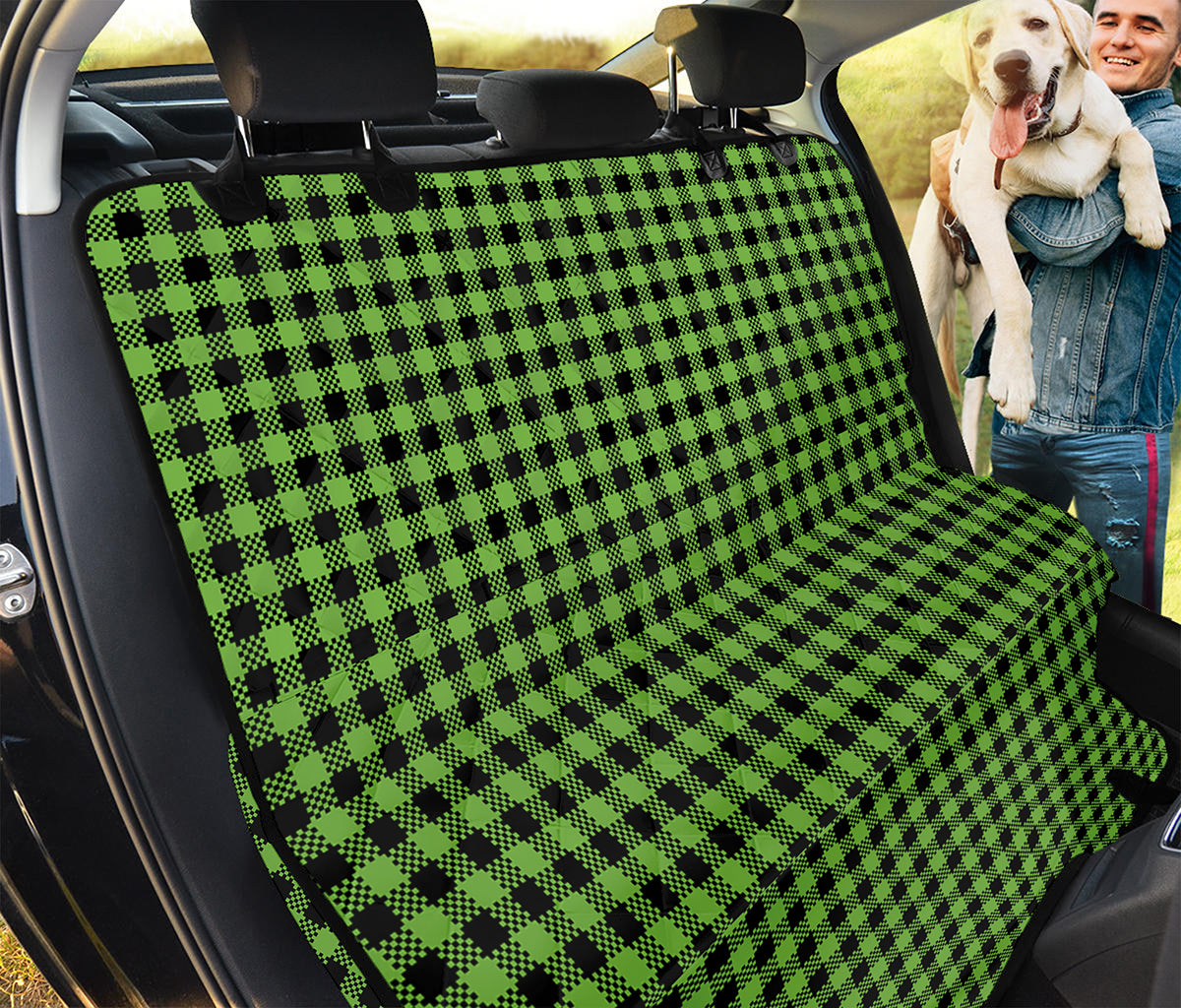 UFO Green Buffalo Plaid Print Pet Car Back Seat Cover