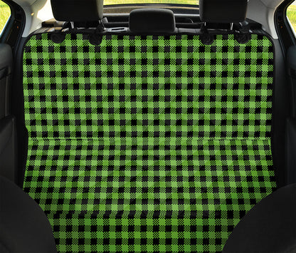 UFO Green Buffalo Plaid Print Pet Car Back Seat Cover