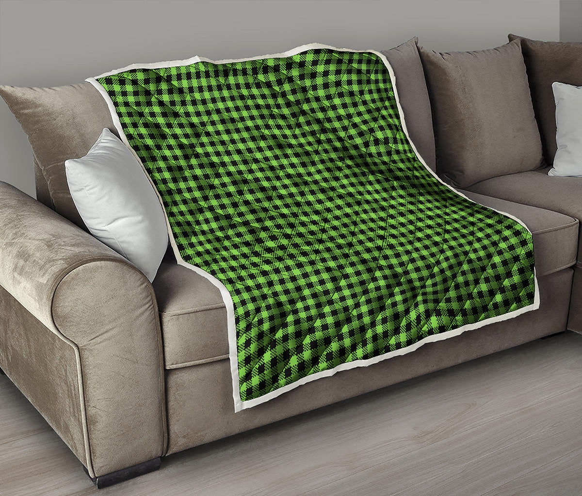 UFO Green Buffalo Plaid Print Quilt