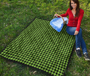 UFO Green Buffalo Plaid Print Quilt