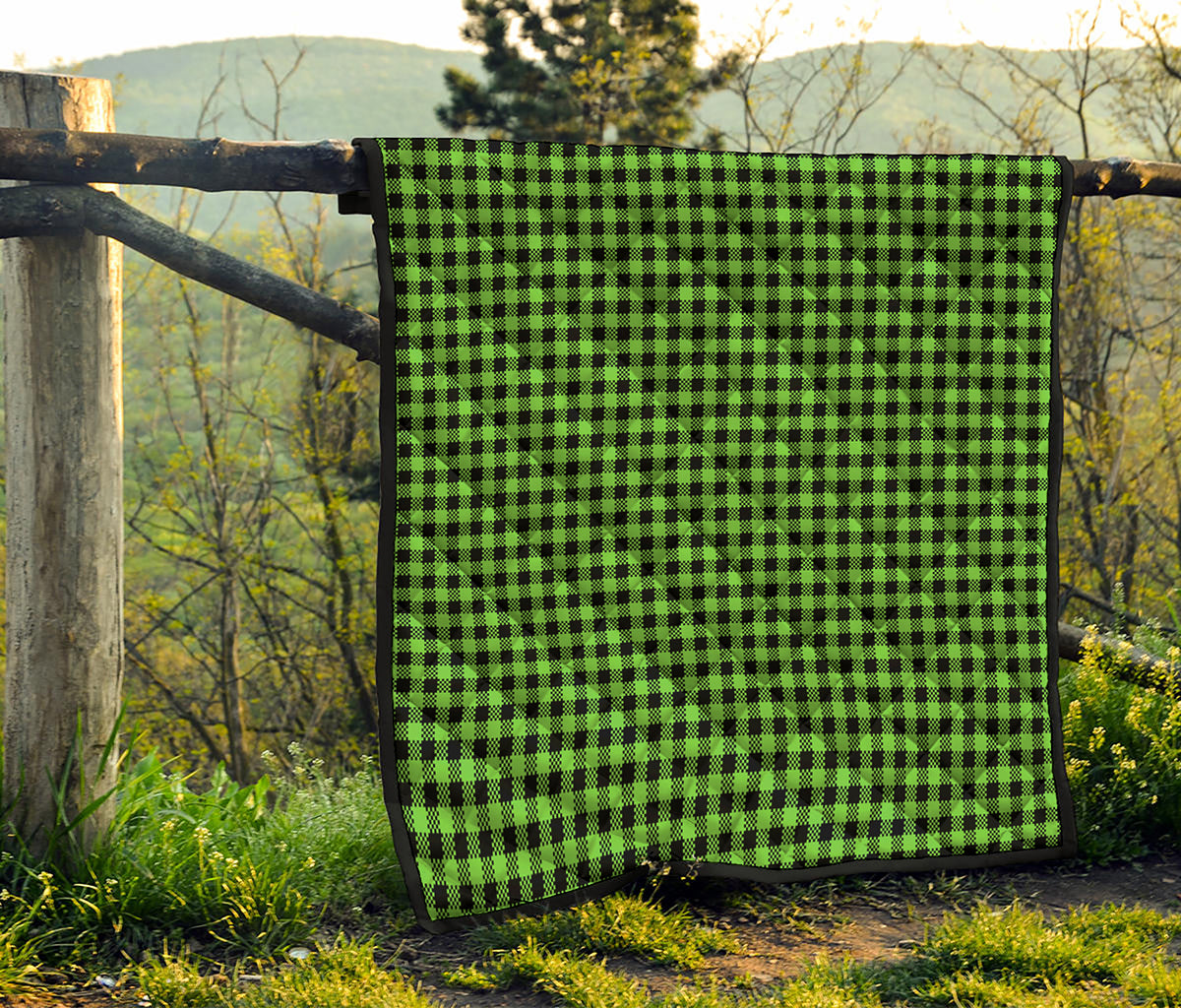 UFO Green Buffalo Plaid Print Quilt