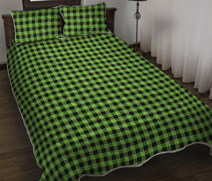 UFO Green Buffalo Plaid Print Quilt Bed Set