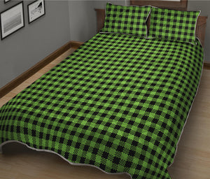 UFO Green Buffalo Plaid Print Quilt Bed Set