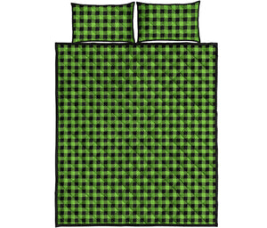 UFO Green Buffalo Plaid Print Quilt Bed Set