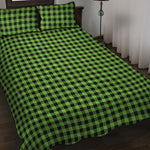 UFO Green Buffalo Plaid Print Quilt Bed Set