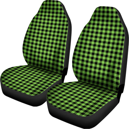 UFO Green Buffalo Plaid Print Universal Fit Car Seat Covers