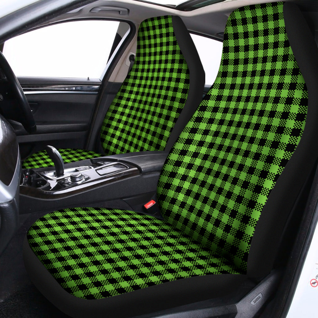 UFO Green Buffalo Plaid Print Universal Fit Car Seat Covers