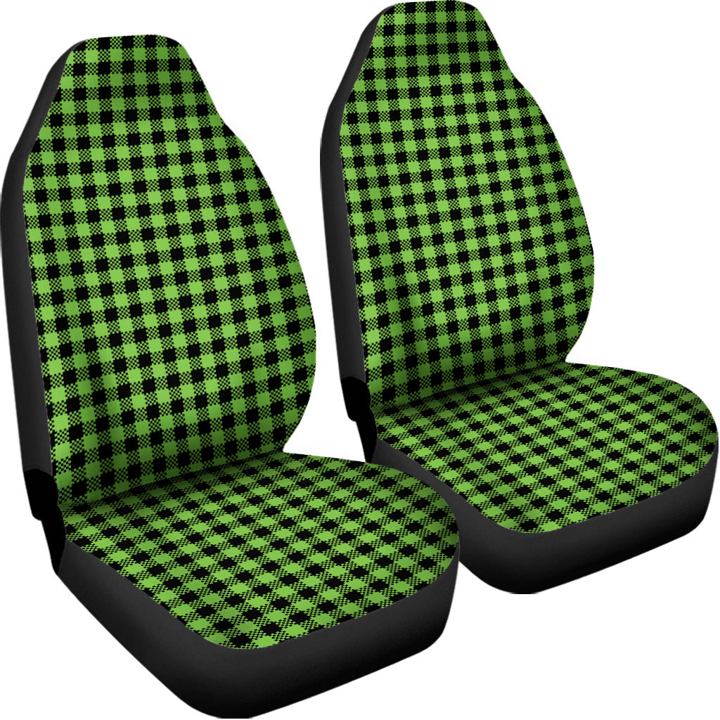 UFO Green Buffalo Plaid Print Universal Fit Car Seat Covers