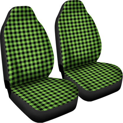 UFO Green Buffalo Plaid Print Universal Fit Car Seat Covers