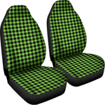 UFO Green Buffalo Plaid Print Universal Fit Car Seat Covers