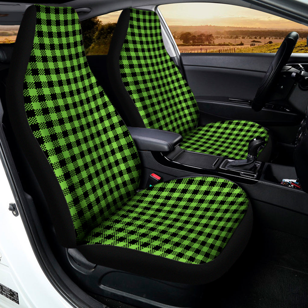 UFO Green Buffalo Plaid Print Universal Fit Car Seat Covers