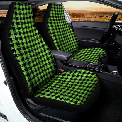 UFO Green Buffalo Plaid Print Universal Fit Car Seat Covers