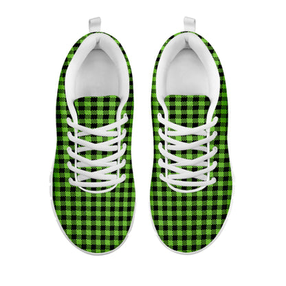 UFO Green Buffalo Plaid Print White Sneakers