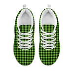UFO Green Buffalo Plaid Print White Sneakers