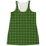 UFO Green Buffalo Plaid Print Women's Racerback Tank Top