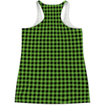 UFO Green Buffalo Plaid Print Women's Racerback Tank Top