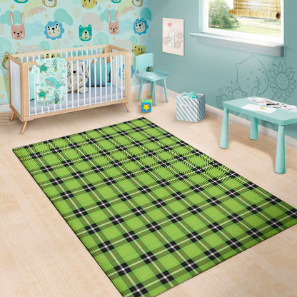 UFO Green Tartan Pattern Print Area Rug