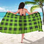 UFO Green Tartan Pattern Print Beach Sarong Wrap