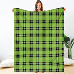 UFO Green Tartan Pattern Print Blanket