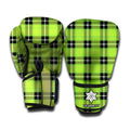 UFO Green Tartan Pattern Print Boxing Gloves