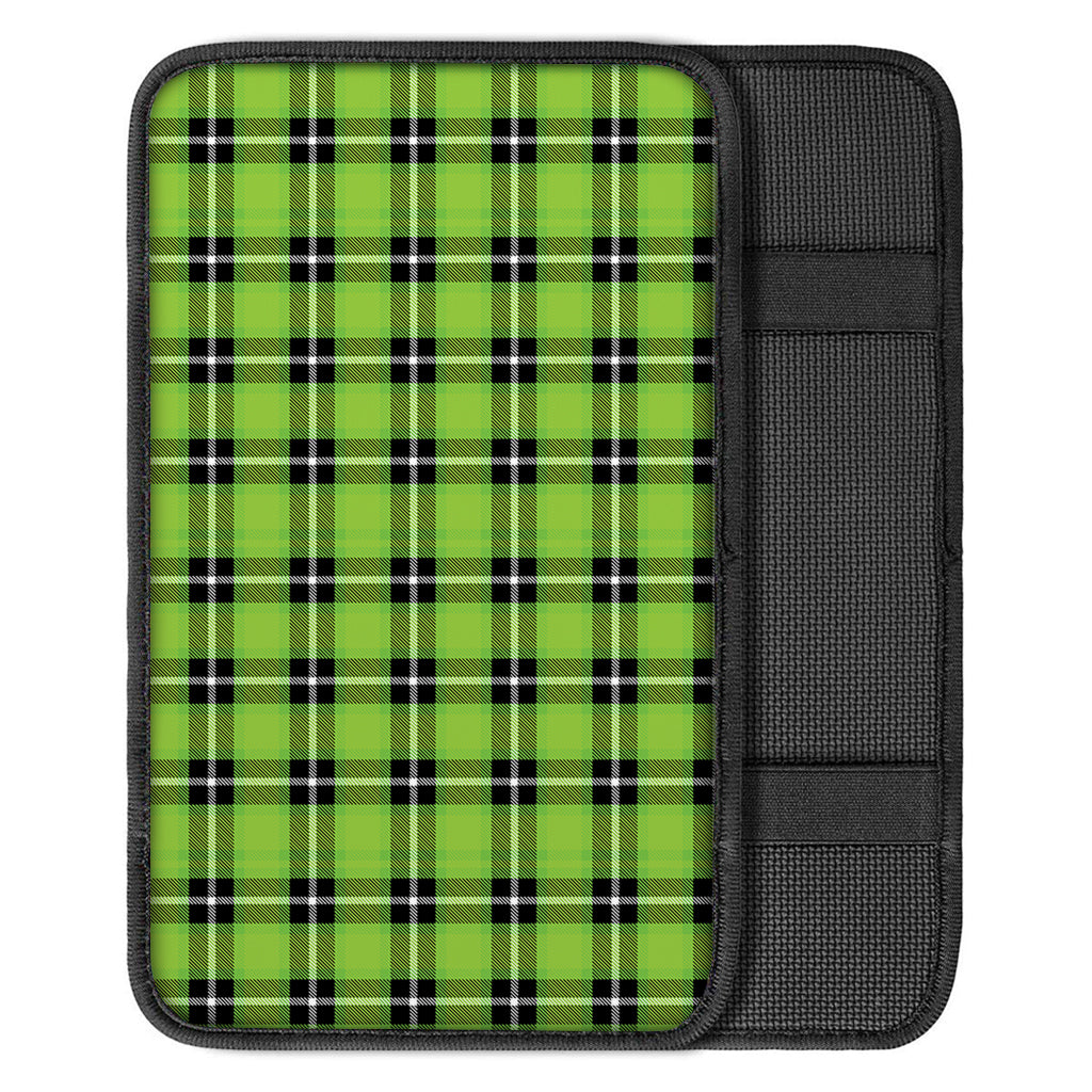 UFO Green Tartan Pattern Print Car Center Console Cover