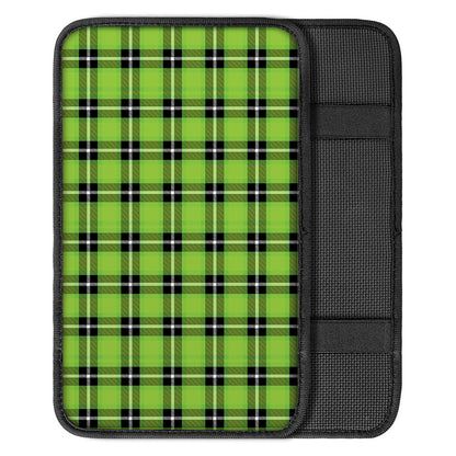 UFO Green Tartan Pattern Print Car Center Console Cover