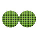 UFO Green Tartan Pattern Print Car Coasters