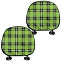 UFO Green Tartan Pattern Print Car Headrest Covers