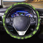 UFO Green Tartan Pattern Print Car Steering Wheel Cover