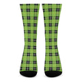 UFO Green Tartan Pattern Print Crew Socks