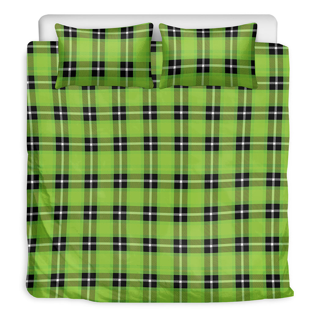 UFO Green Tartan Pattern Print Duvet Cover Bedding Set