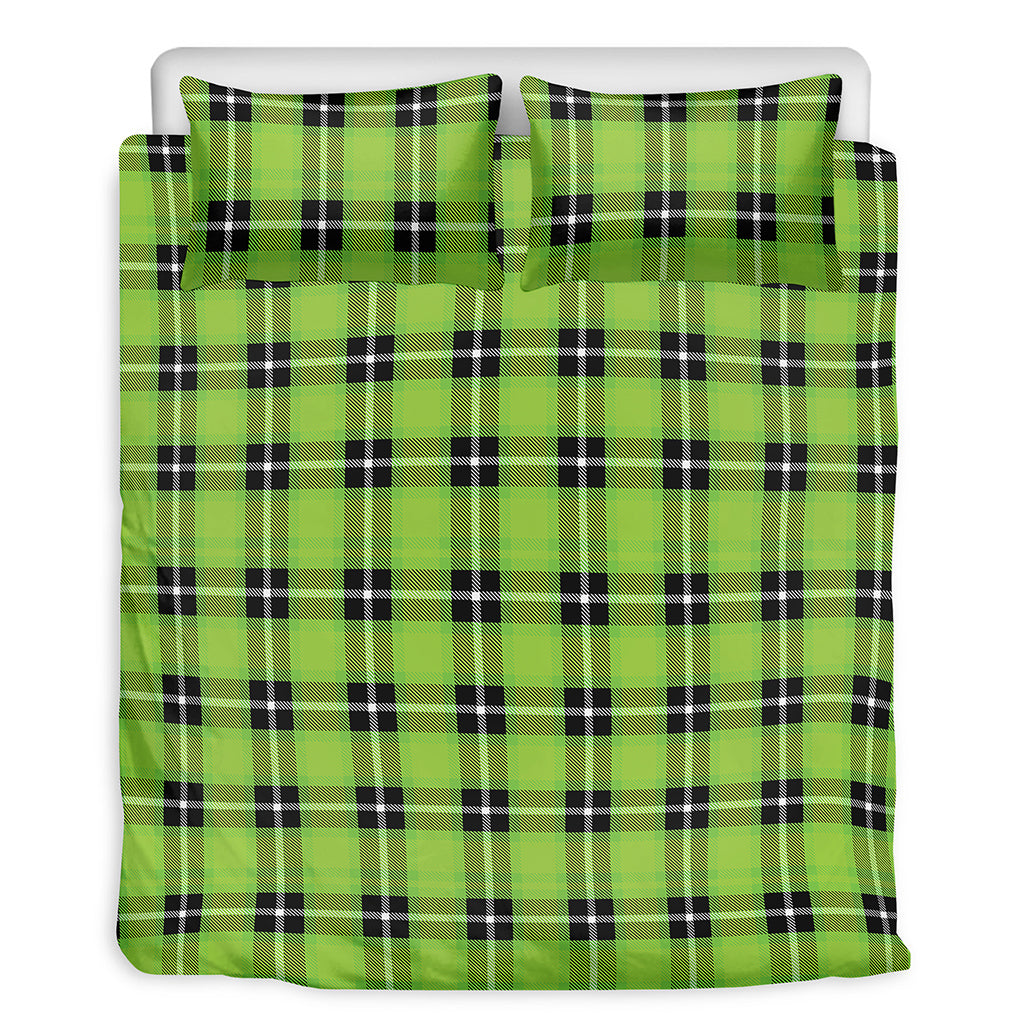 UFO Green Tartan Pattern Print Duvet Cover Bedding Set