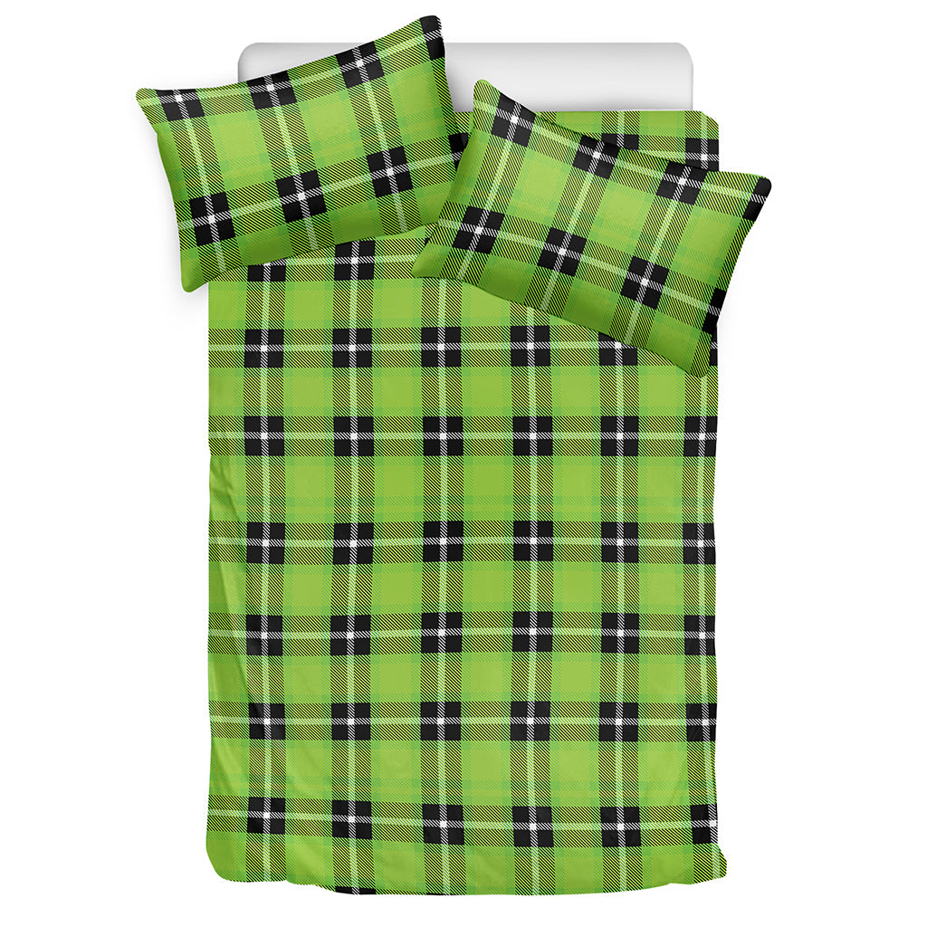 UFO Green Tartan Pattern Print Duvet Cover Bedding Set