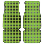UFO Green Tartan Pattern Print Front and Back Car Floor Mats