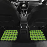 UFO Green Tartan Pattern Print Front and Back Car Floor Mats