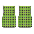UFO Green Tartan Pattern Print Front Car Floor Mats